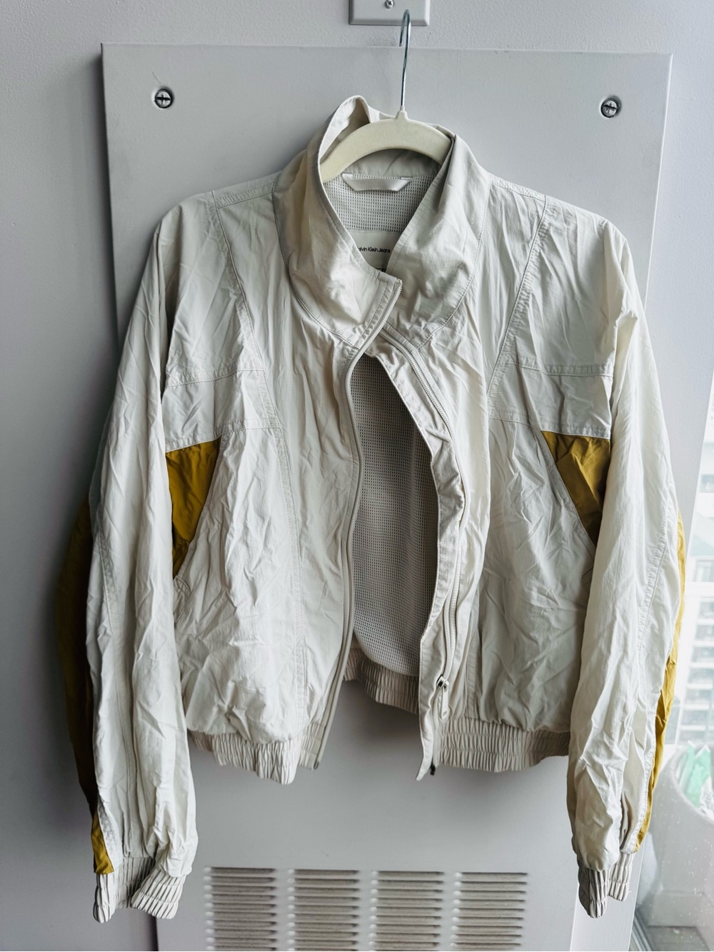 Calvin‎ Klein Colorblock Dolman Sleeve Cropped Bomber Jacket L - Picture 4 of 9